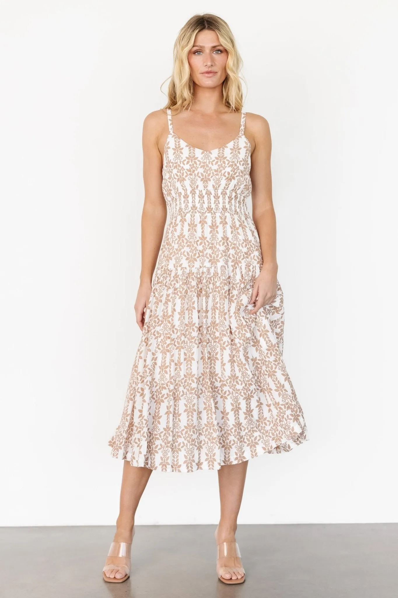 Thebes Tank Midi Dress | Taupe Print sold by Baltic Born product image thumbnail 4