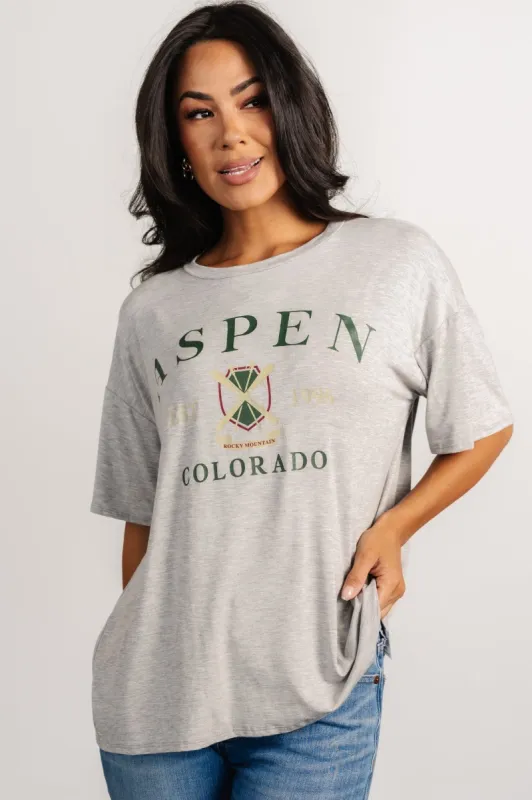 Aspen Relaxed Graphic Tee | Heather Gray sold by Baltic Born