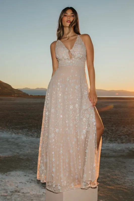 Tiara Sequin Gown | Nude Champagne sold by Baltic Born