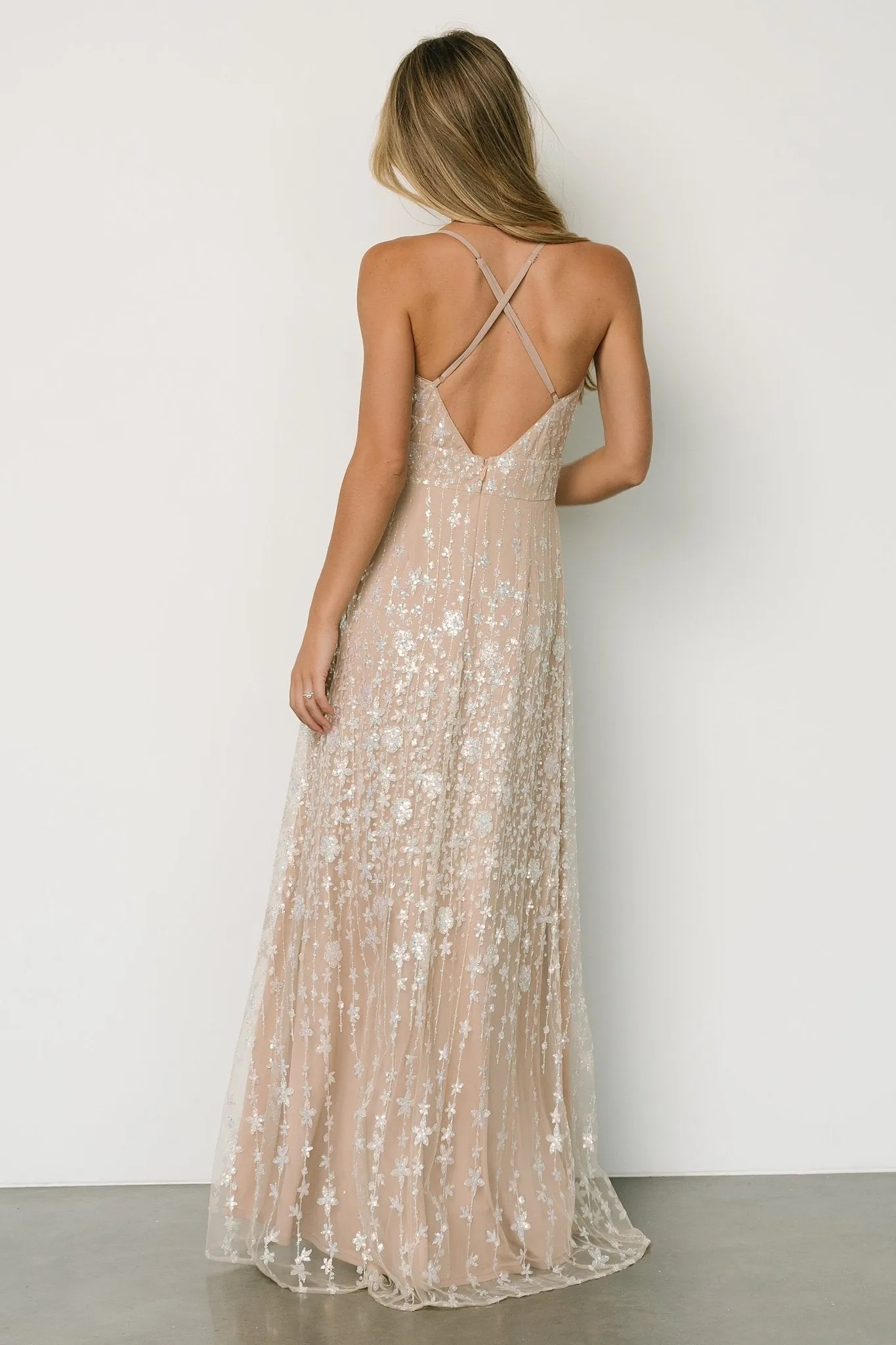 Tiara Sequin Gown | Nude Champagne sold by Baltic Born product image thumbnail 4