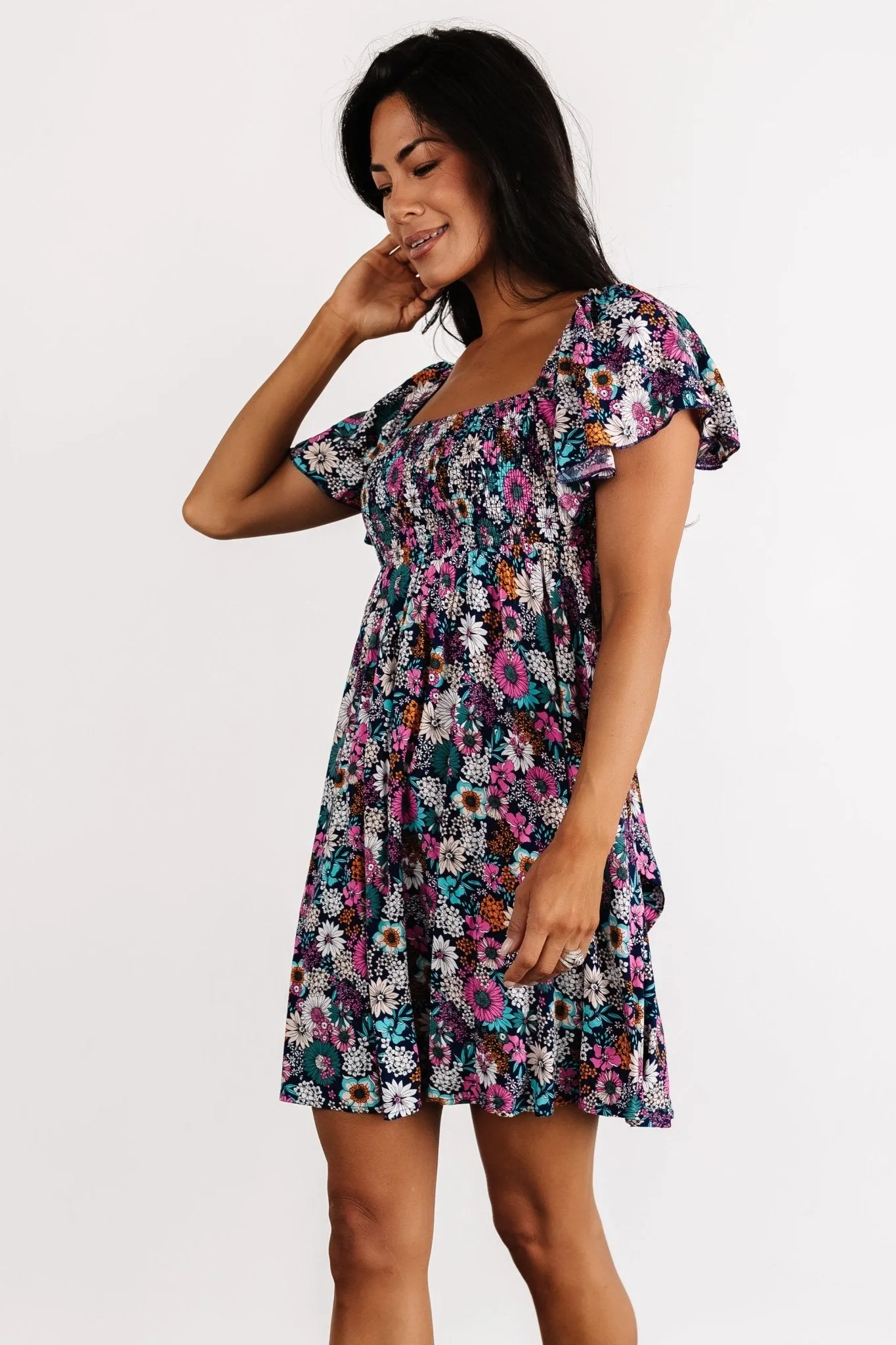 Cassiopeia Back Tie Mini Dress | Navy Multi sold by Baltic Born product image thumbnail 4