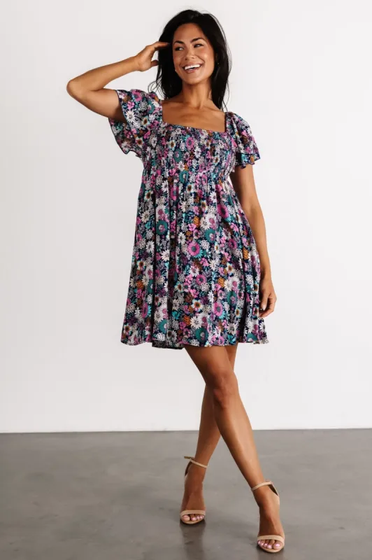 Cassiopeia Back Tie Mini Dress | Navy Multi sold by Baltic Born