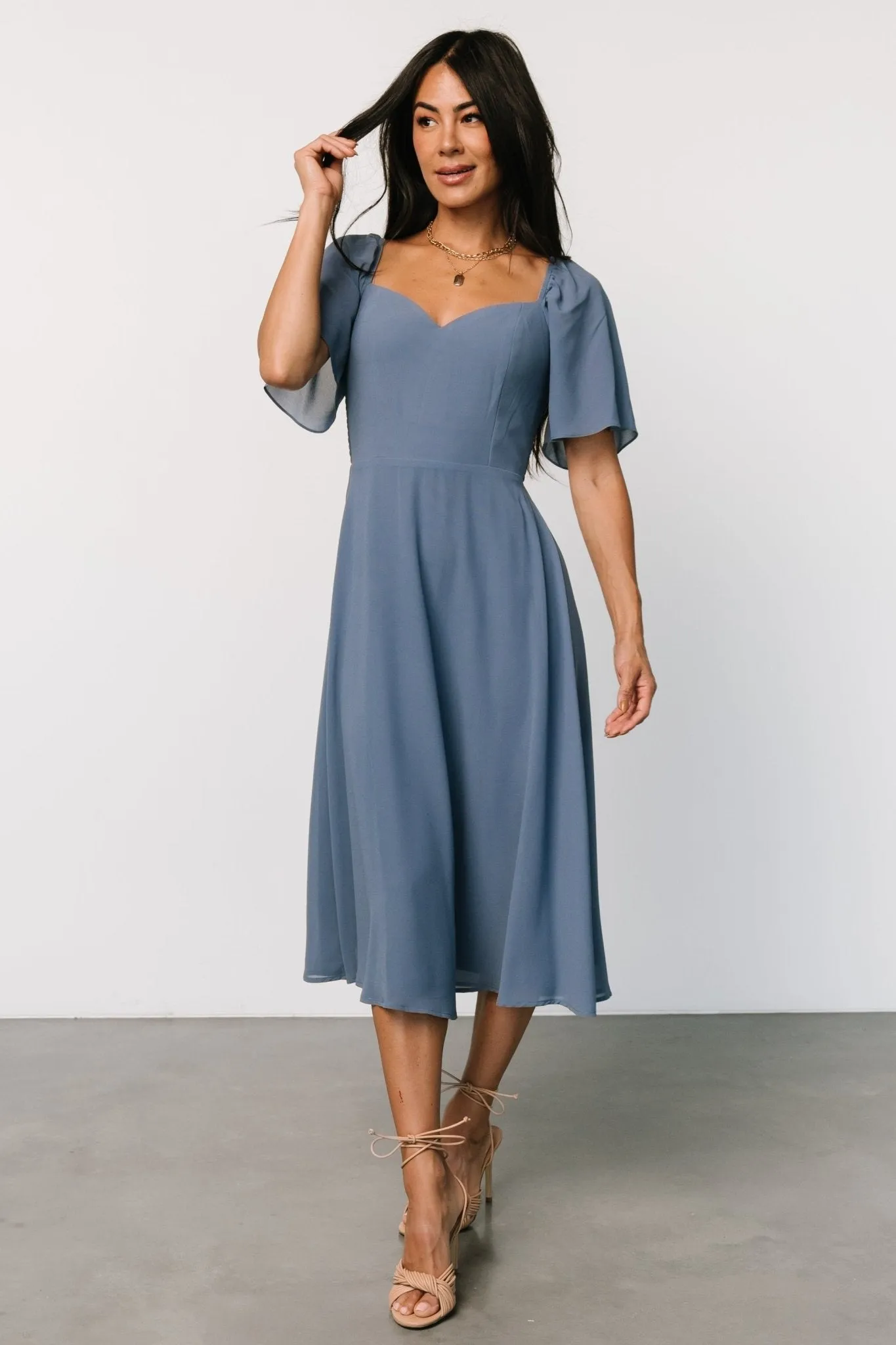 Colette Sweetheart Midi Dress | Whisper Blue sold by Baltic Born product image thumbnail 4