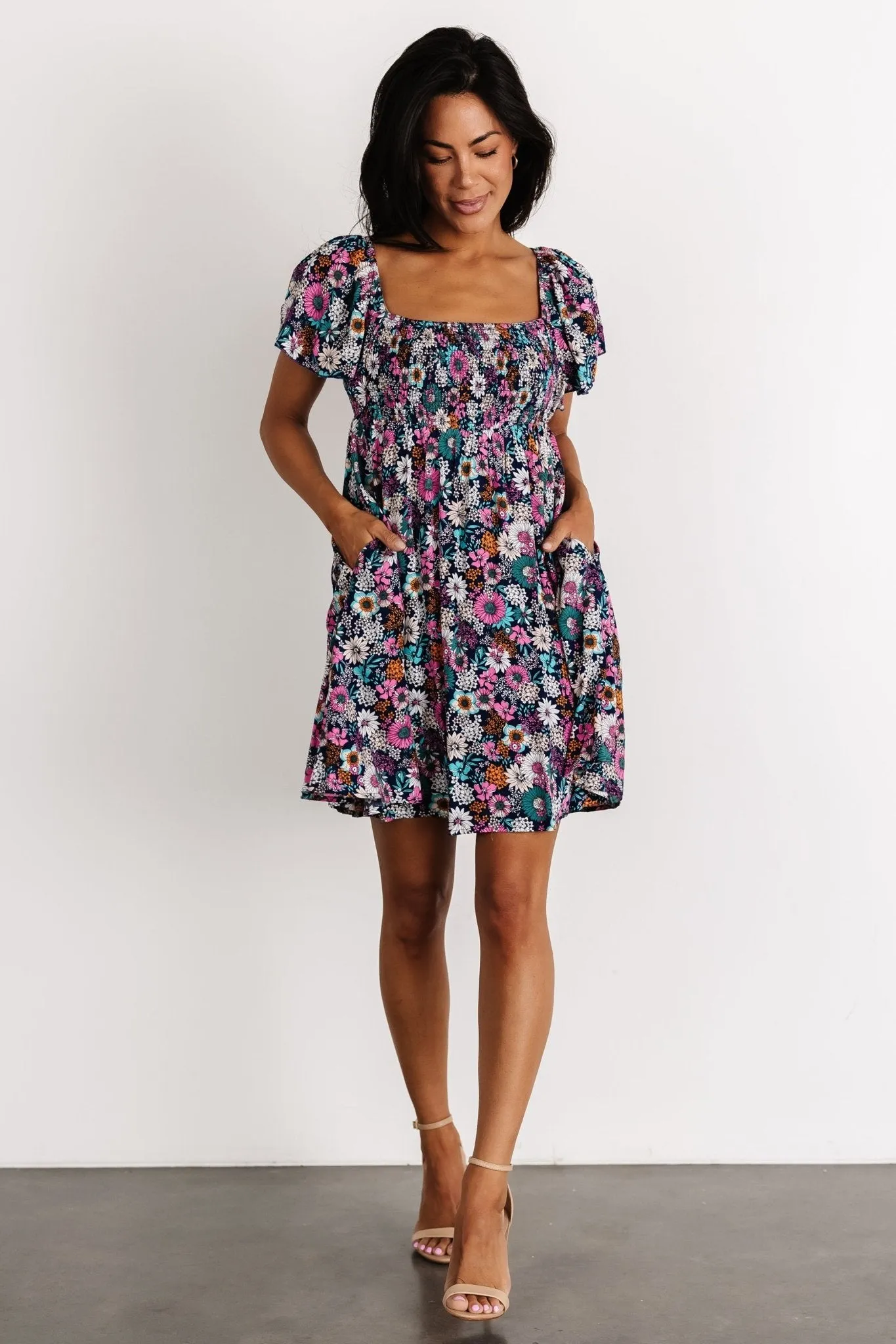 Cassiopeia Back Tie Mini Dress | Navy Multi sold by Baltic Born product image thumbnail 5