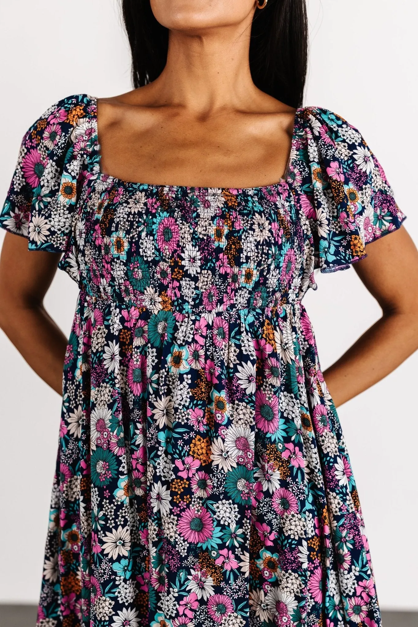 Cassiopeia Back Tie Mini Dress | Navy Multi sold by Baltic Born product image thumbnail 3