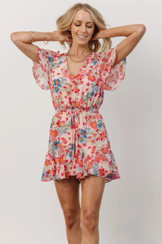 Candy Romper | Pink + Blue Floral sold by Baltic Born