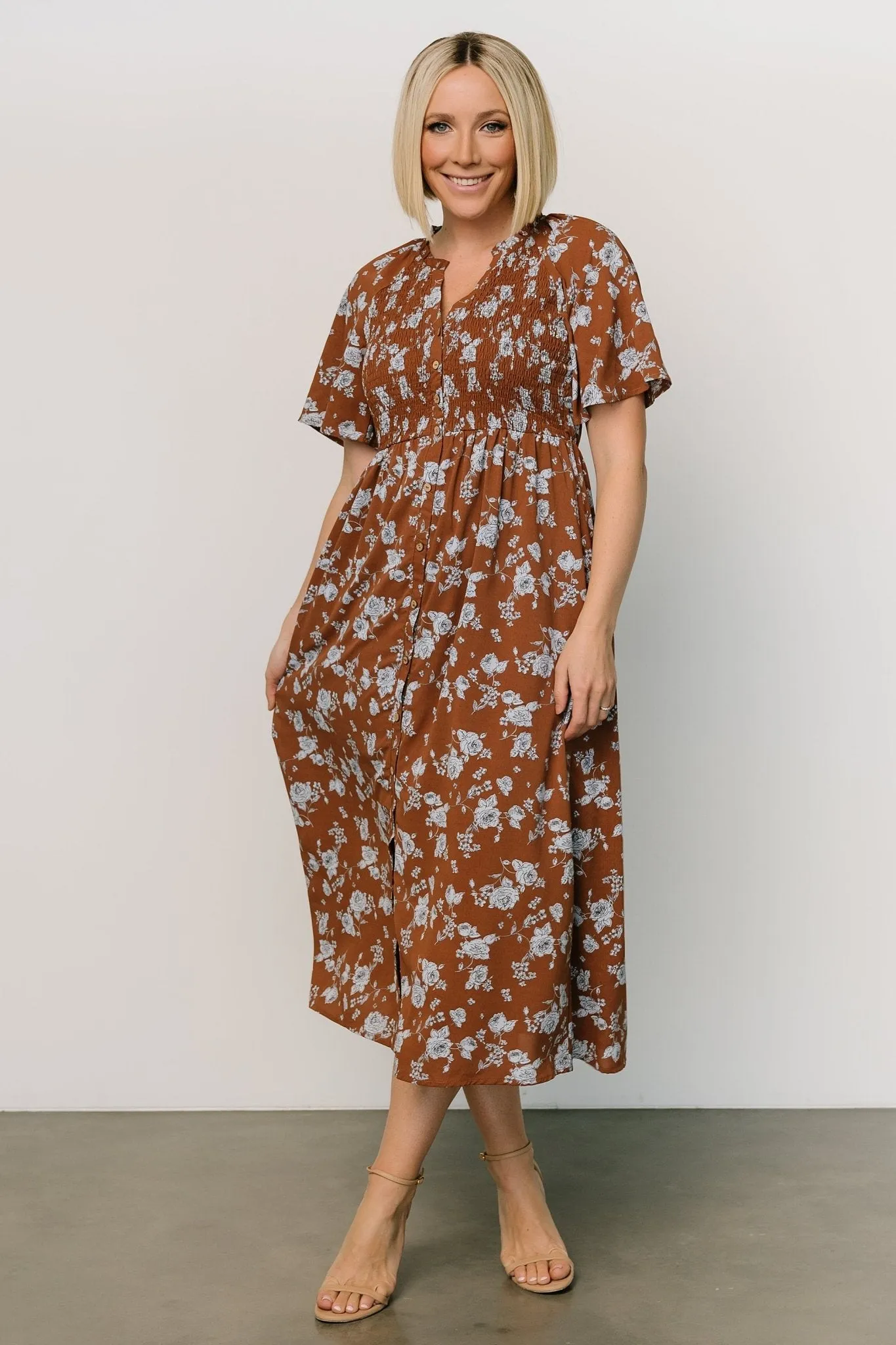 Botega Midi Dress | Brown + Blue sold by Baltic Born