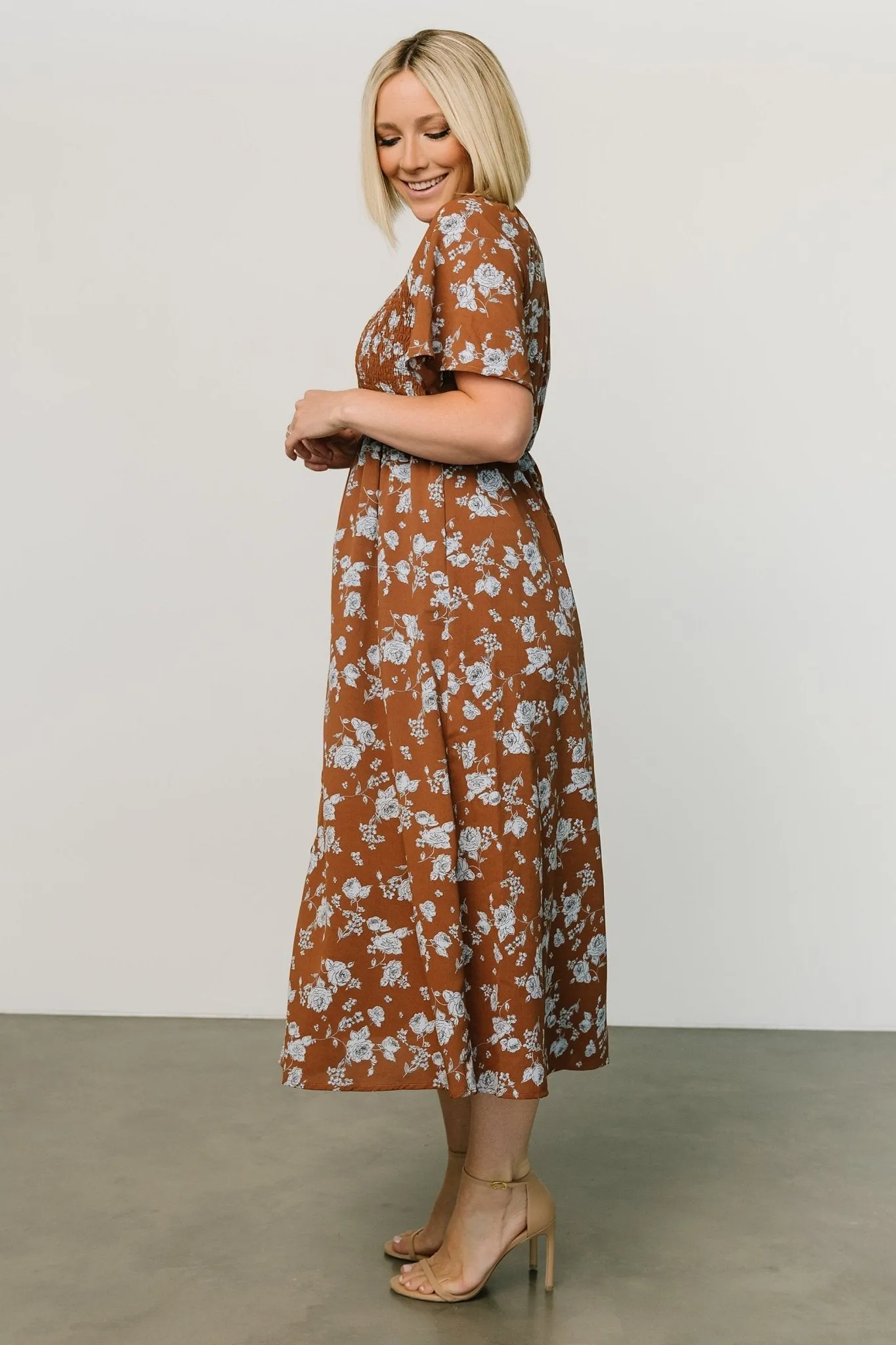 Botega Midi Dress | Brown + Blue sold by Baltic Born product image thumbnail 5