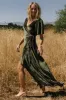 Katelyn Velvet Maxi Wrap Dress | Dark Olive sold by Baltic Born