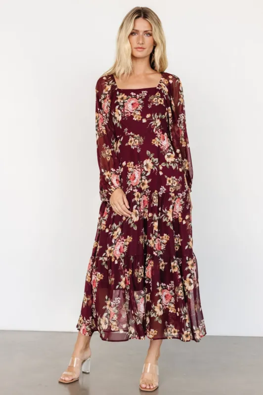 Kristy Maxi Dress | Wine Floral sold by Baltic Born
