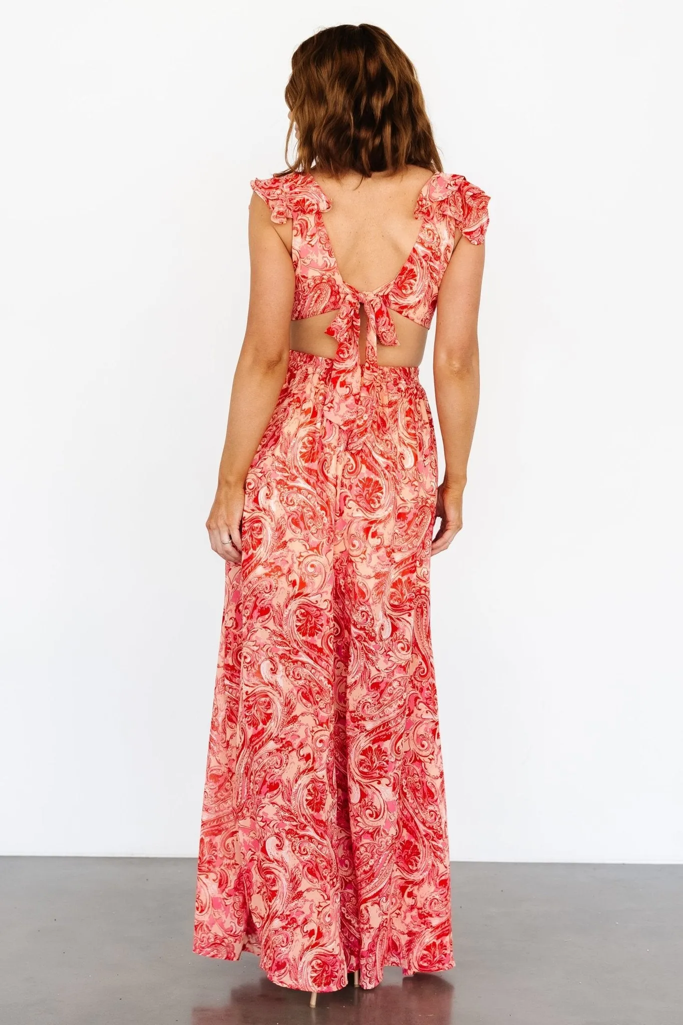 Amoura Cut Out Maxi Dress | Red Print sold by Baltic Born product image thumbnail 2