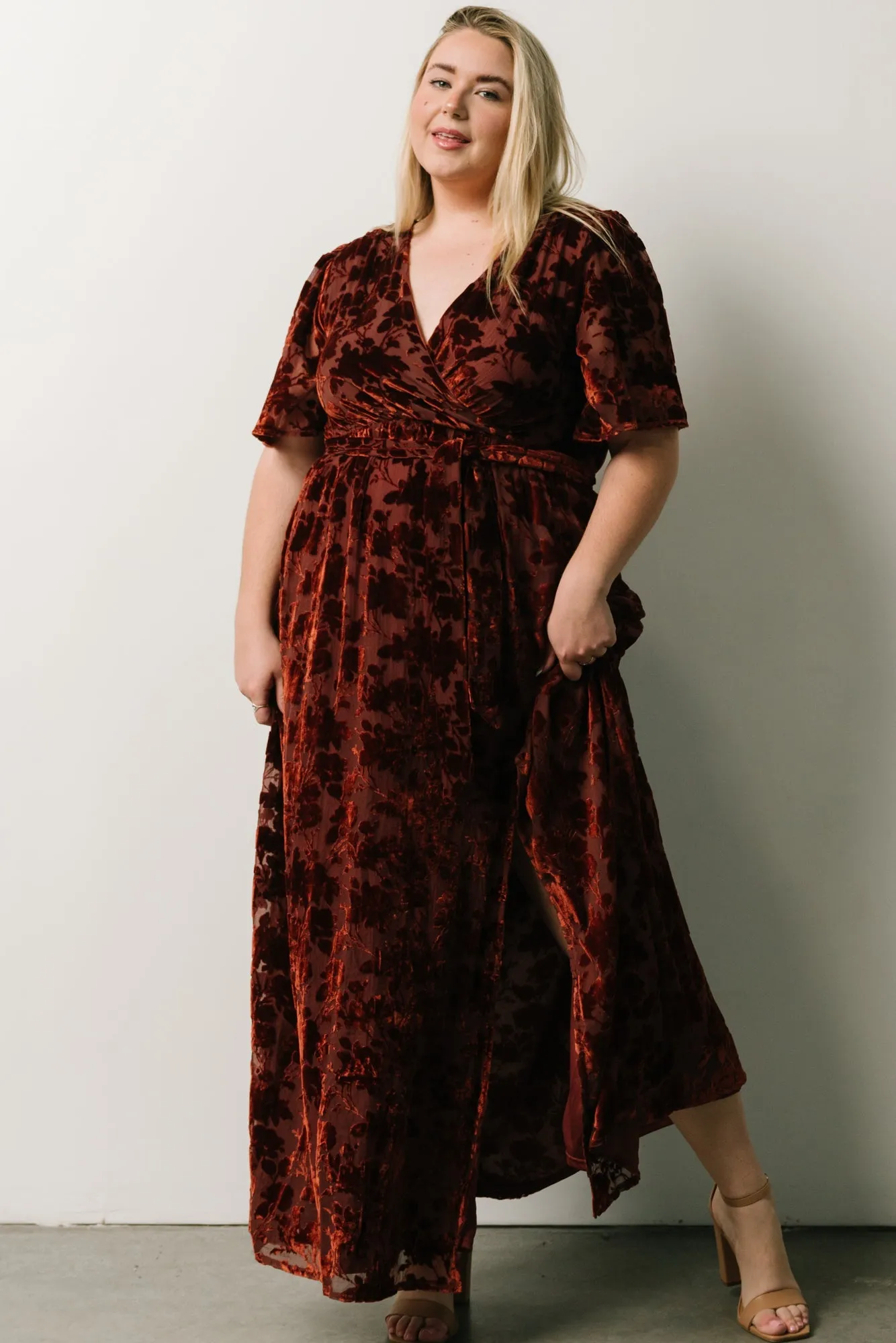 Uma Velvet Maxi Dress | Copper Floral sold by Baltic Born product image thumbnail 2