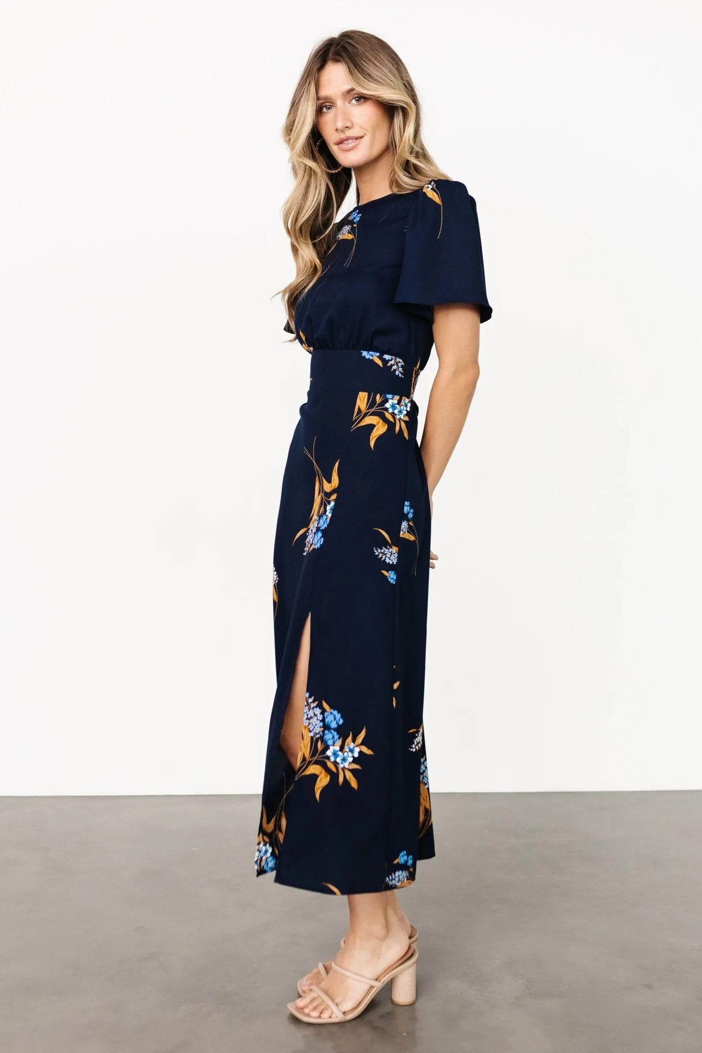 Eleanor Midi Dress | Navy Blue Floral sold by Baltic Born product image thumbnail 3