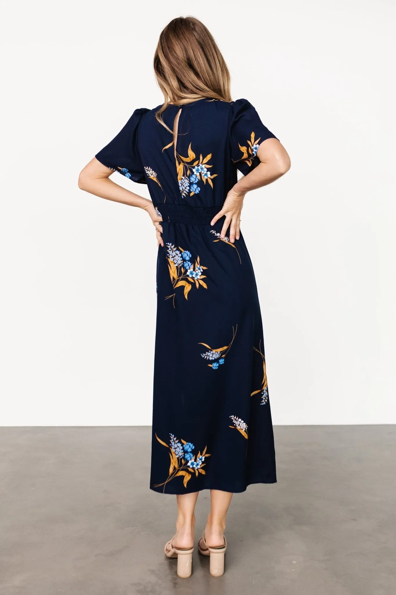 Eleanor Midi Dress | Navy Blue Floral sold by Baltic Born product image thumbnail 4