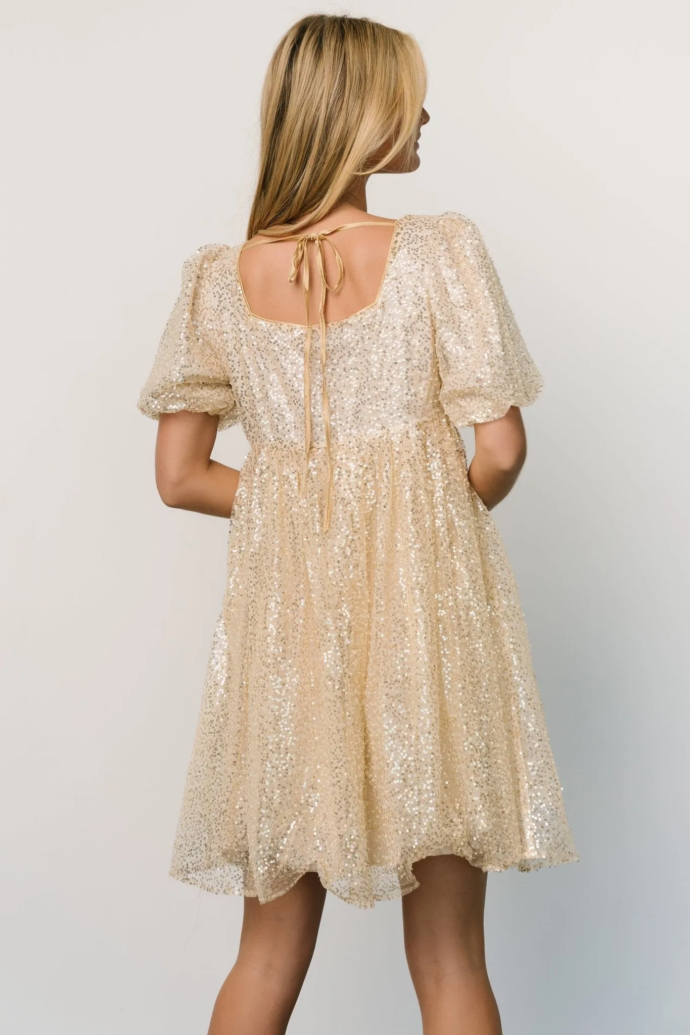 Joy Sequin Pearl Short Dress | Gold sold by Baltic Born product image thumbnail 5