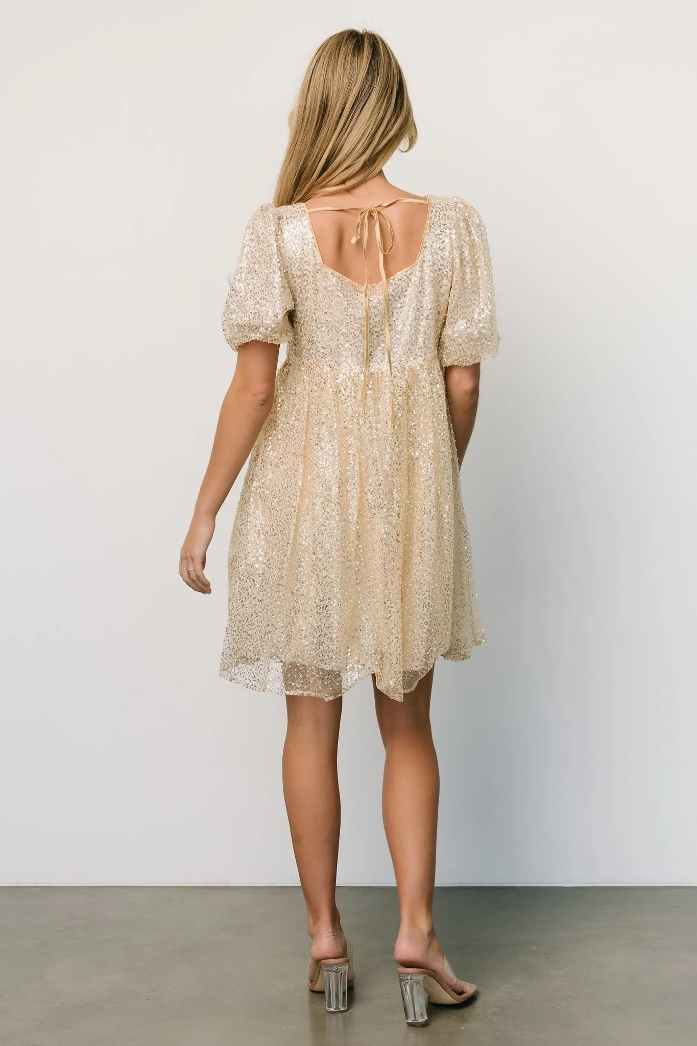 Joy Sequin Pearl Short Dress | Gold sold by Baltic Born product image thumbnail 2
