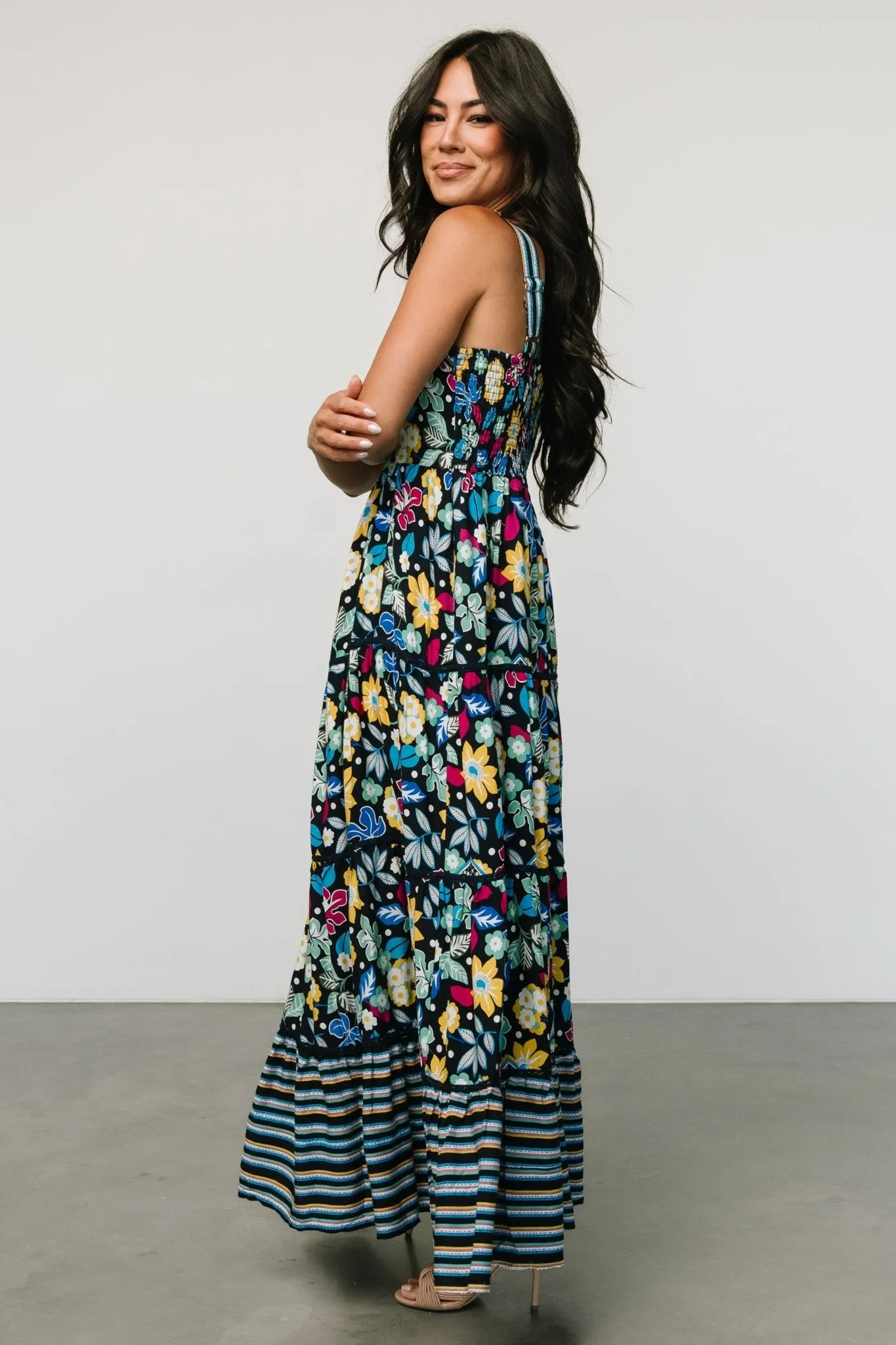 Lucia Tank Maxi Dress | Black Multi Print sold by Baltic Born product image thumbnail 3