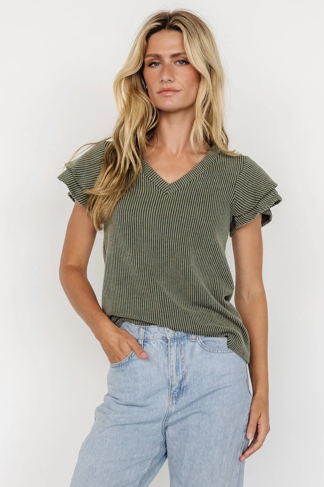 Lianna Ribbed Top | Olive sold by Baltic Born product image thumbnail 3