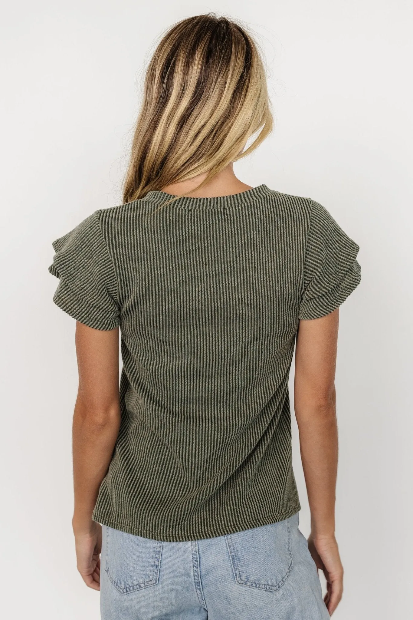 Lianna Ribbed Top | Olive sold by Baltic Born product image thumbnail 4