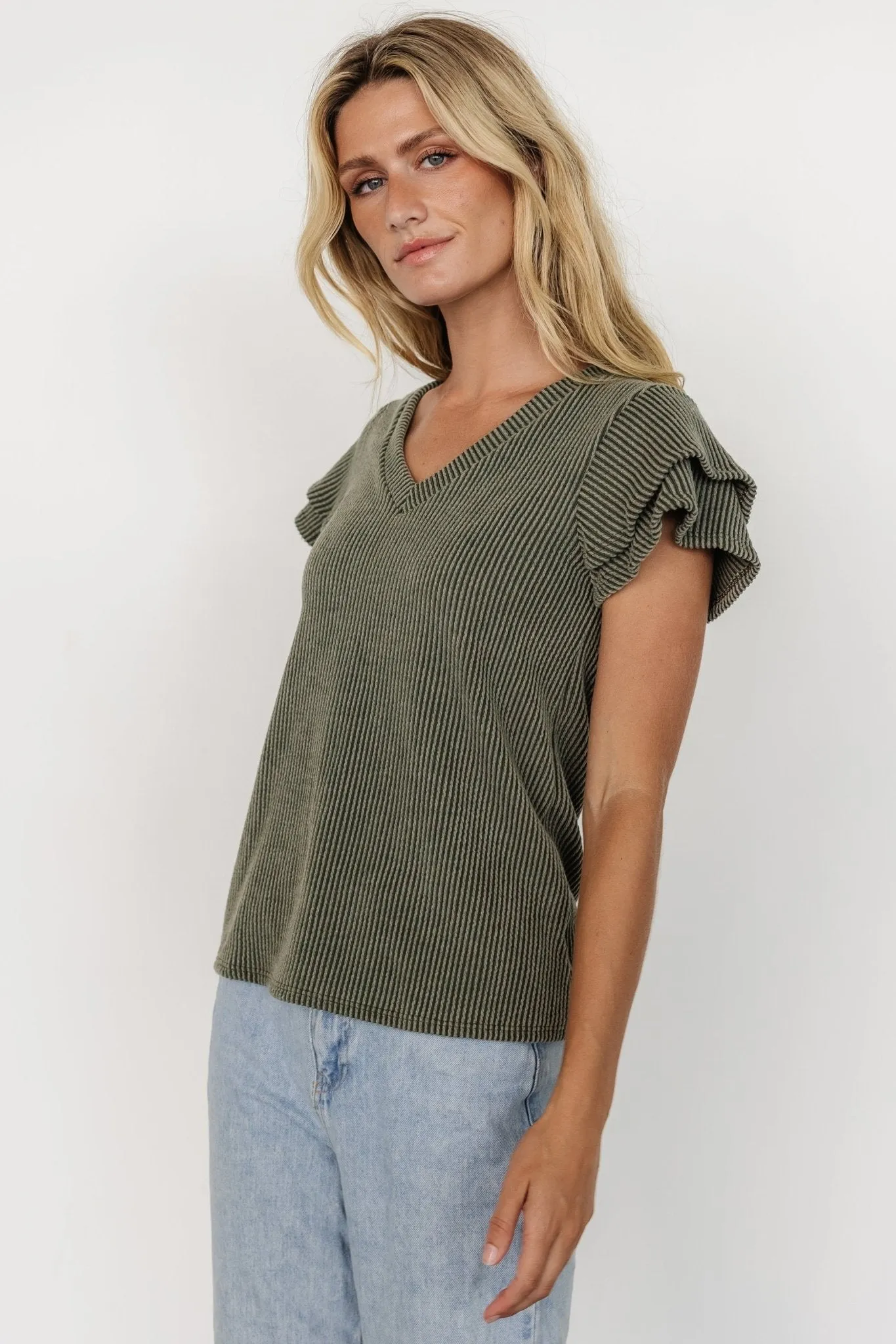 Lianna Ribbed Top | Olive sold by Baltic Born product image thumbnail 5