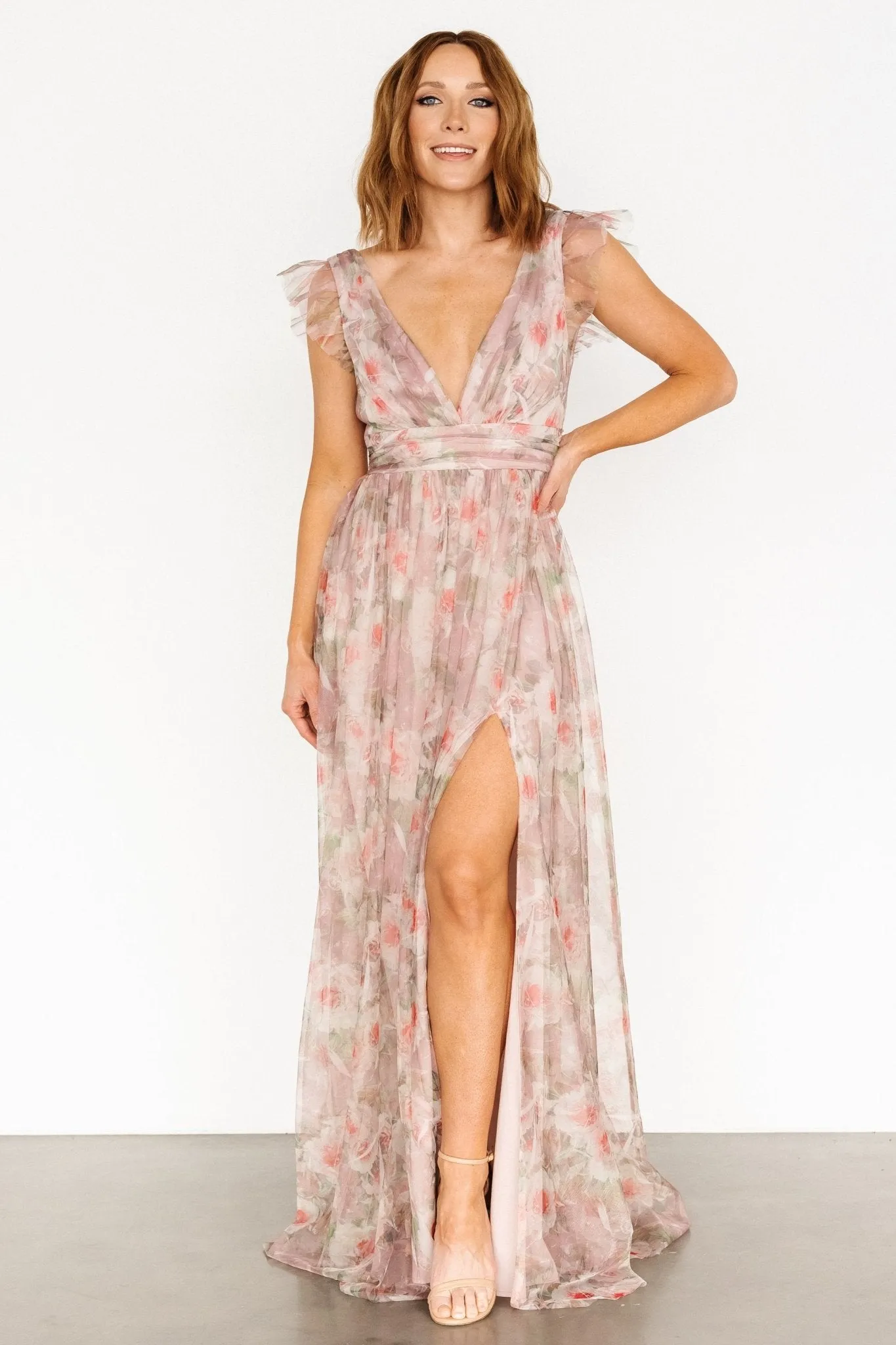 Carmine Maxi Dress | Mauve Floral sold by Baltic Born