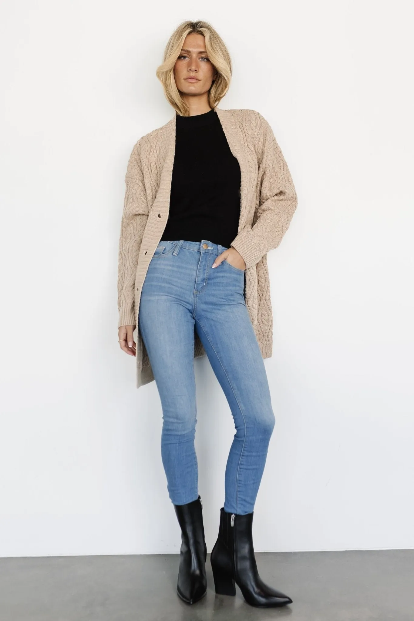 Richey Cable Knit Cardigan | Taupe sold by Baltic Born