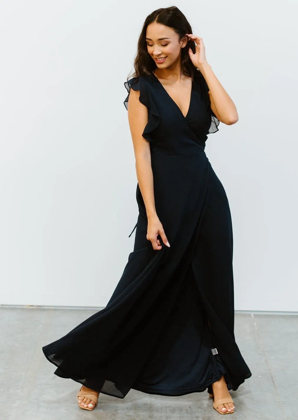 Saya Wrap Maxi Dress | Navy sold by Baltic Born