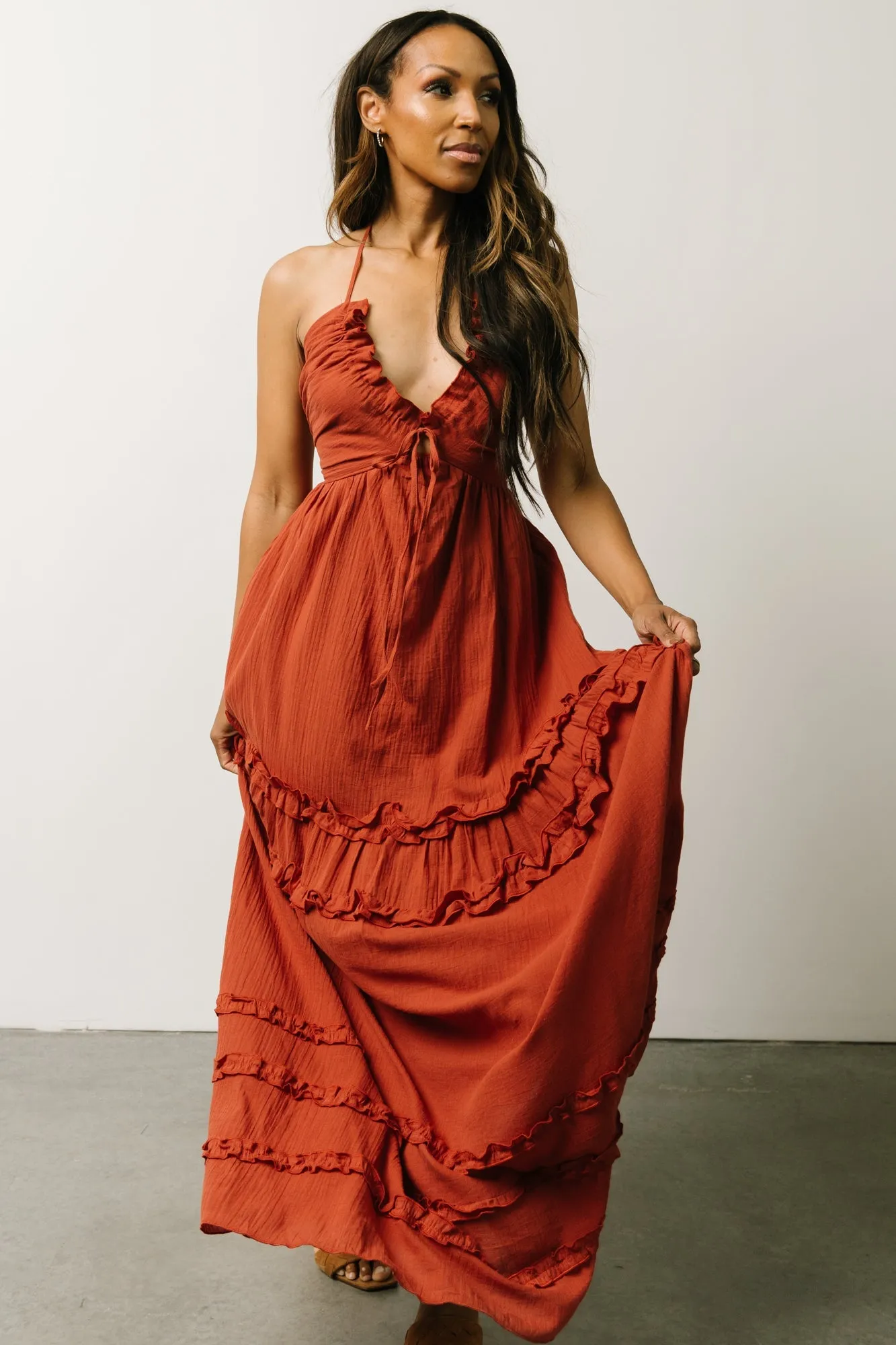 Augusta Halter Neck Maxi Dress | Terracotta sold by Baltic Born product image thumbnail 5