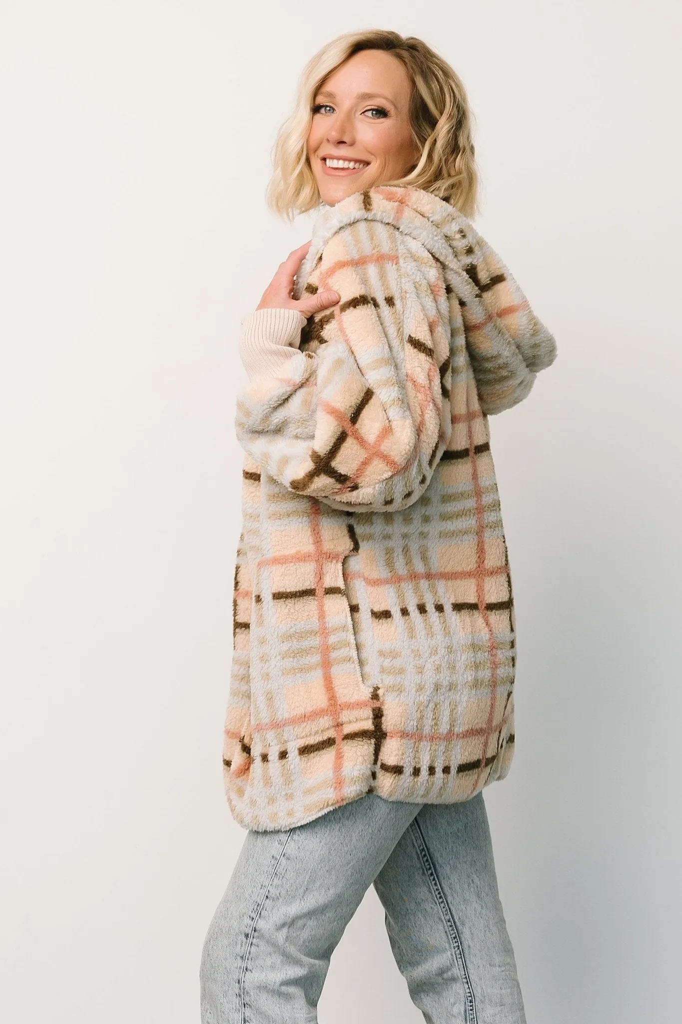 Brody Plaid Teddy Jacket | Cream Multi sold by Baltic Born product image thumbnail 2