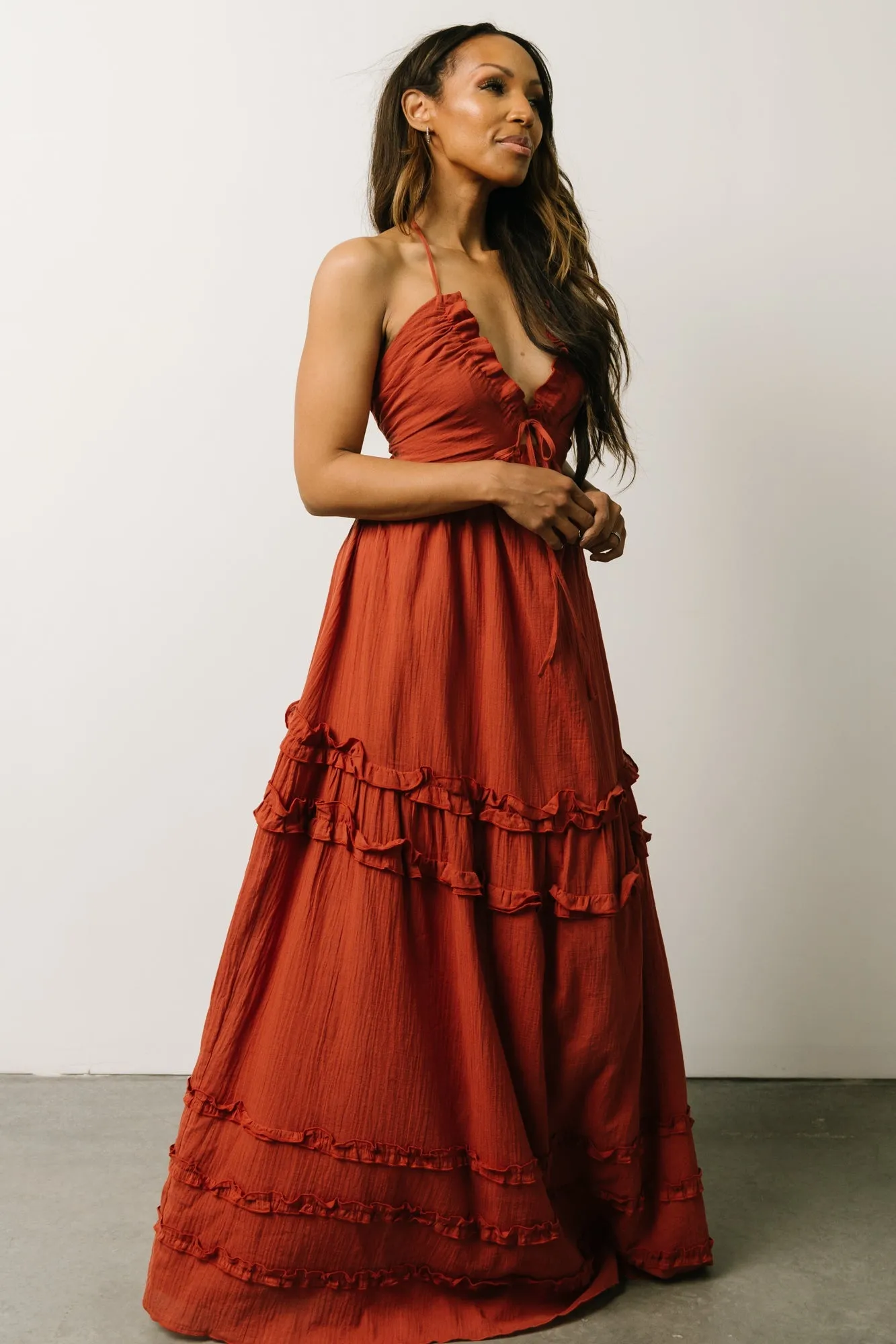 Augusta Halter Neck Maxi Dress | Terracotta sold by Baltic Born product image thumbnail 4