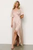 Vara Satin Maxi Wrap Dress | Champagne sold by Baltic Born