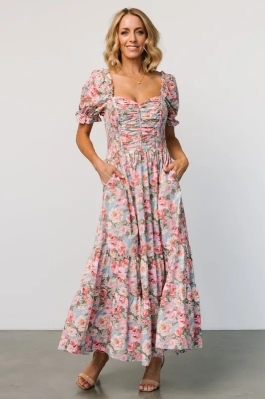 Tiana Maxi Dress | Vintage Blue + Pink Floral sold by Baltic Born