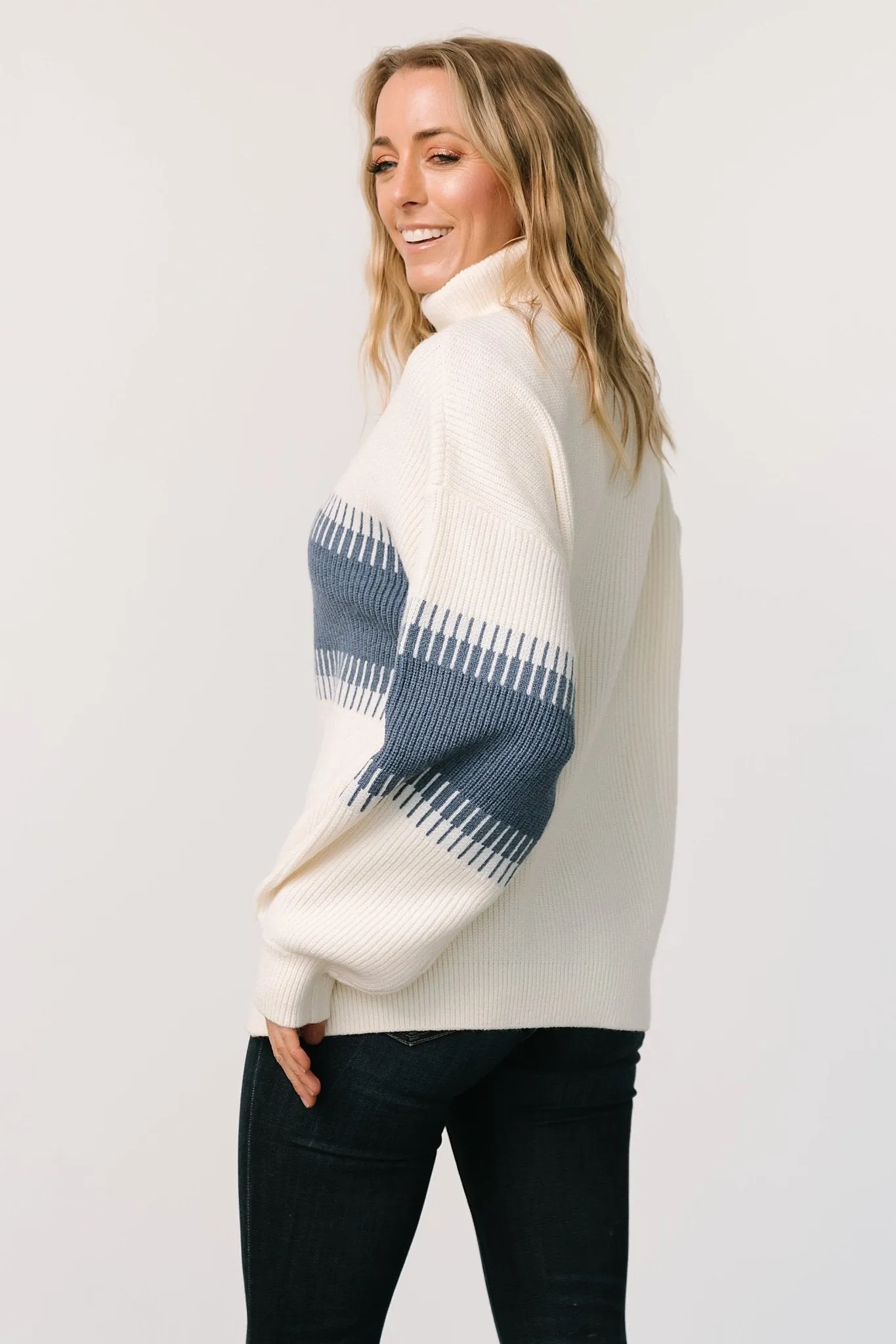 Antonov Turtle Neck Sweater | Blue + Cream sold by Baltic Born product image thumbnail 5