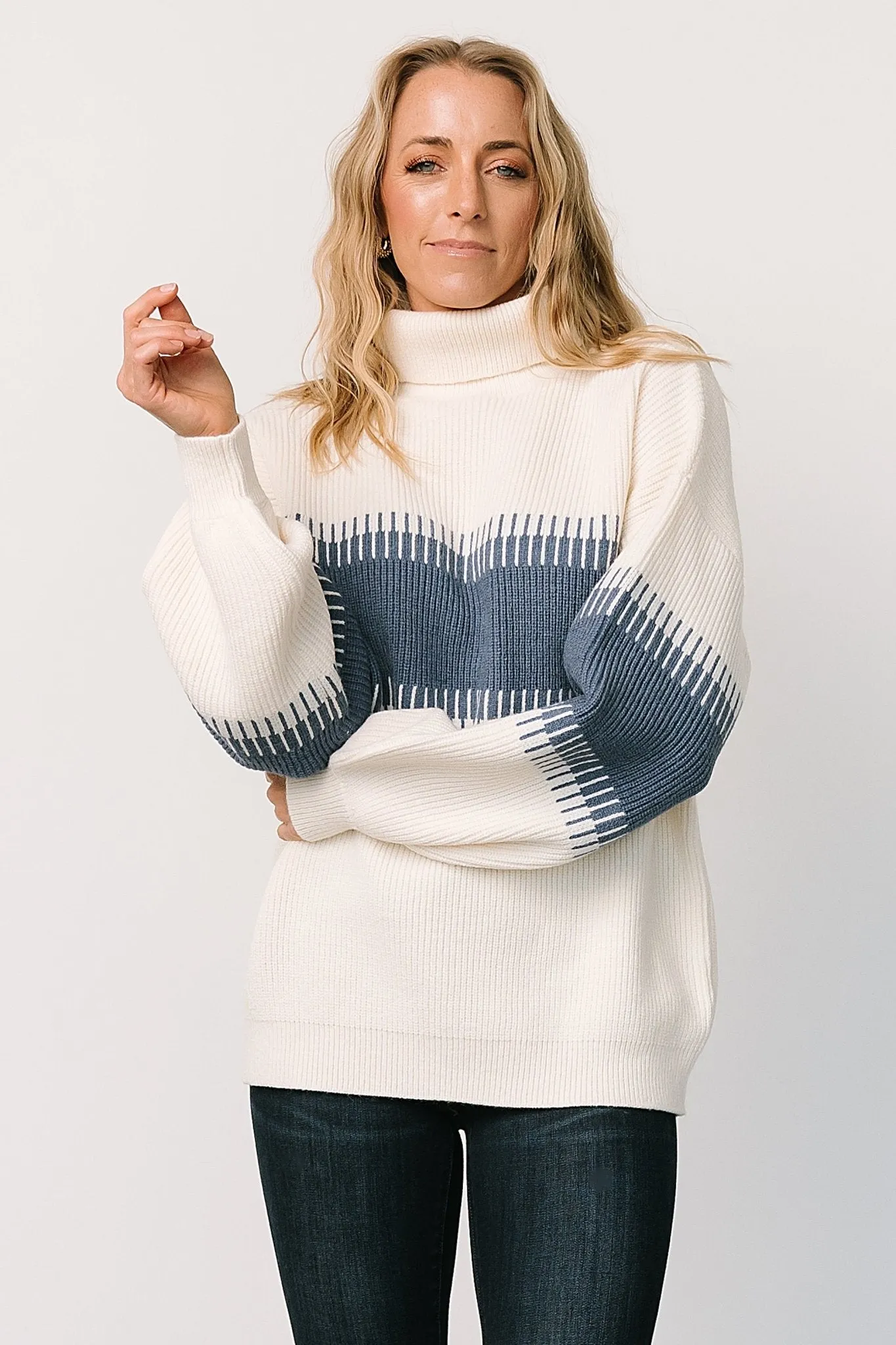 Antonov Turtle Neck Sweater | Blue + Cream sold by Baltic Born product image thumbnail 4