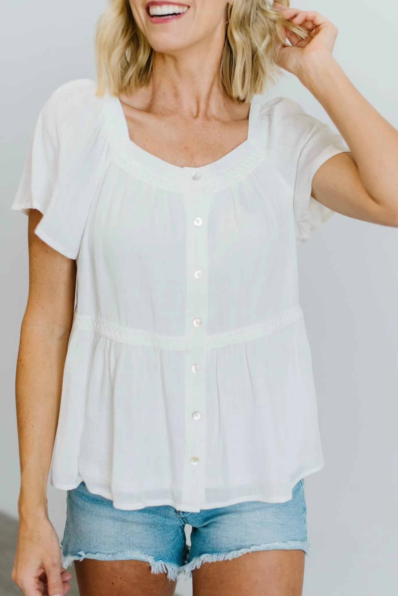 Unity Button Up Top | Off White sold by Baltic Born product image thumbnail 3