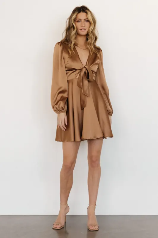 Woodbury Satin Mini Dress | Mocha sold by Baltic Born
