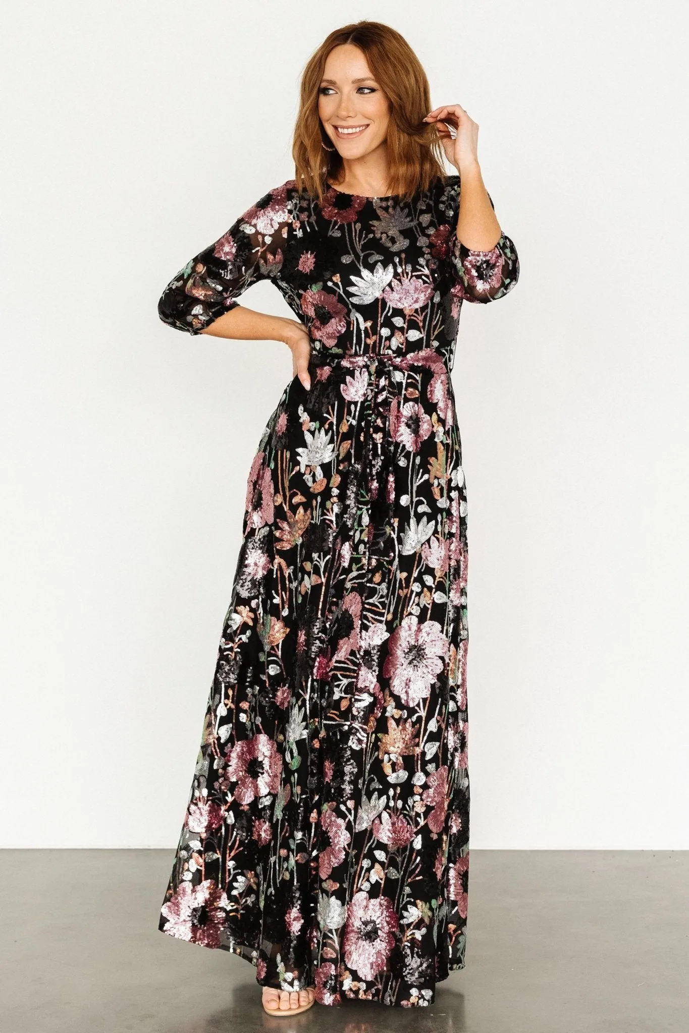 Destiny Sequin Maxi Dress | Black Multi sold by Baltic Born