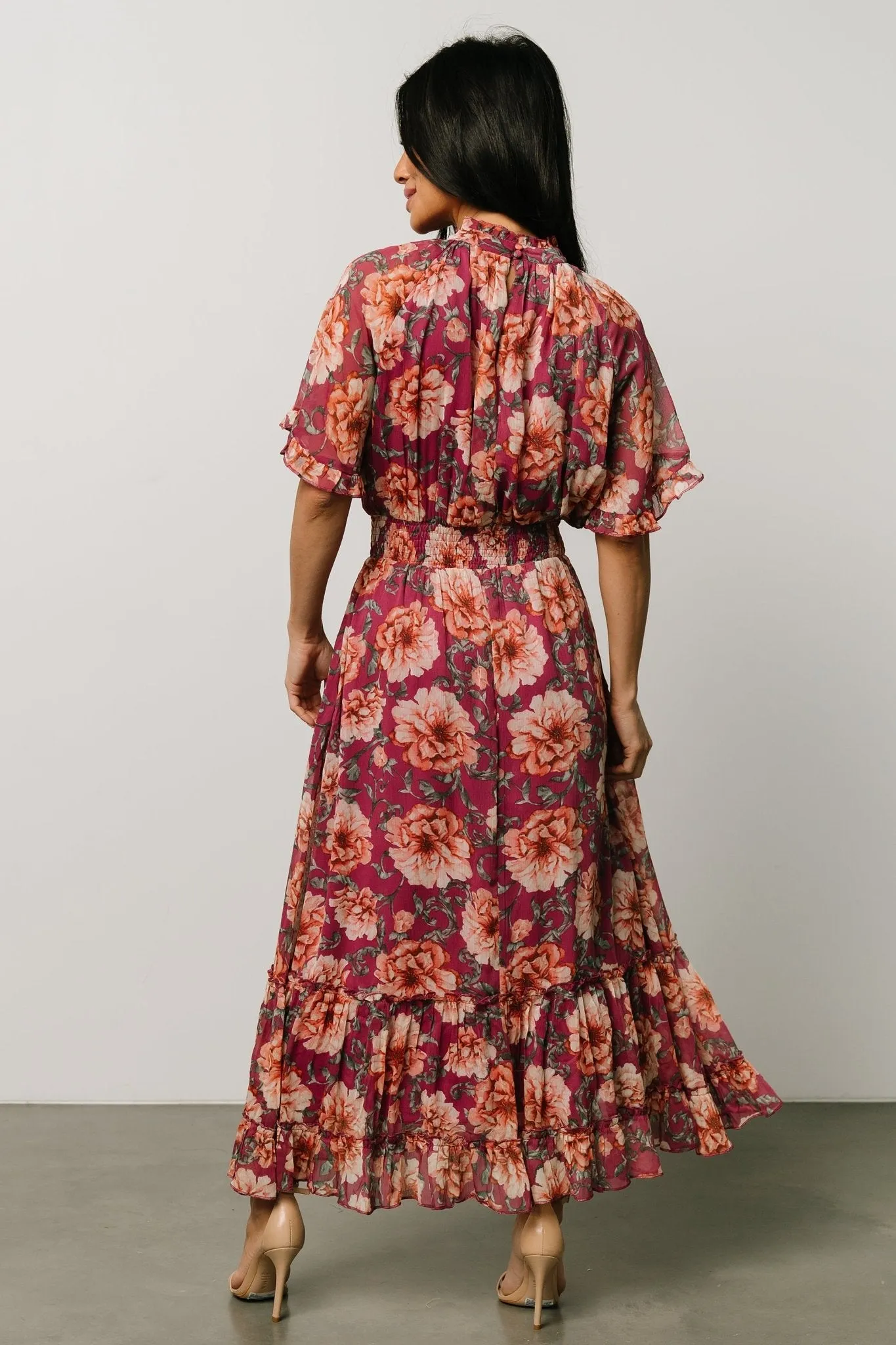 Ashton Maxi Dress | Deep Berry Floral sold by Baltic Born product image thumbnail 4