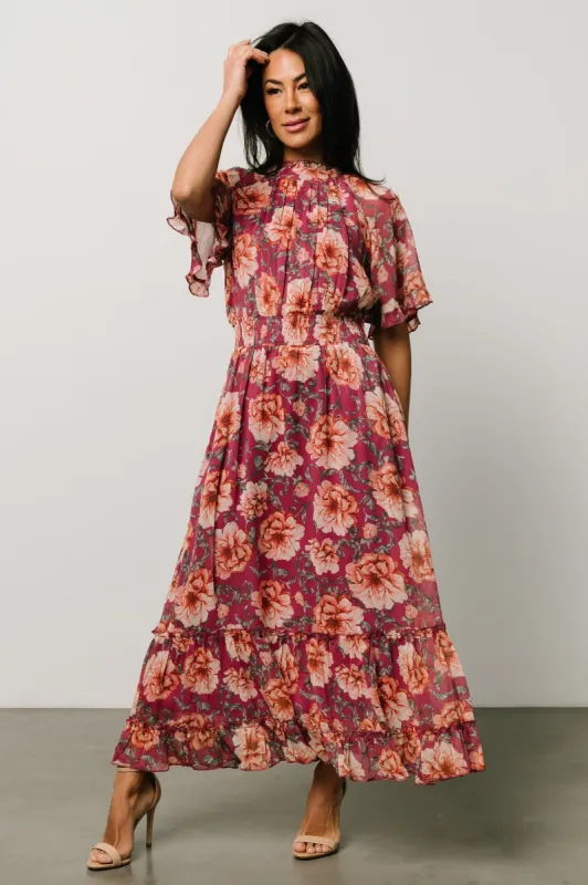 Ashton Maxi Dress | Deep Berry Floral sold by Baltic Born