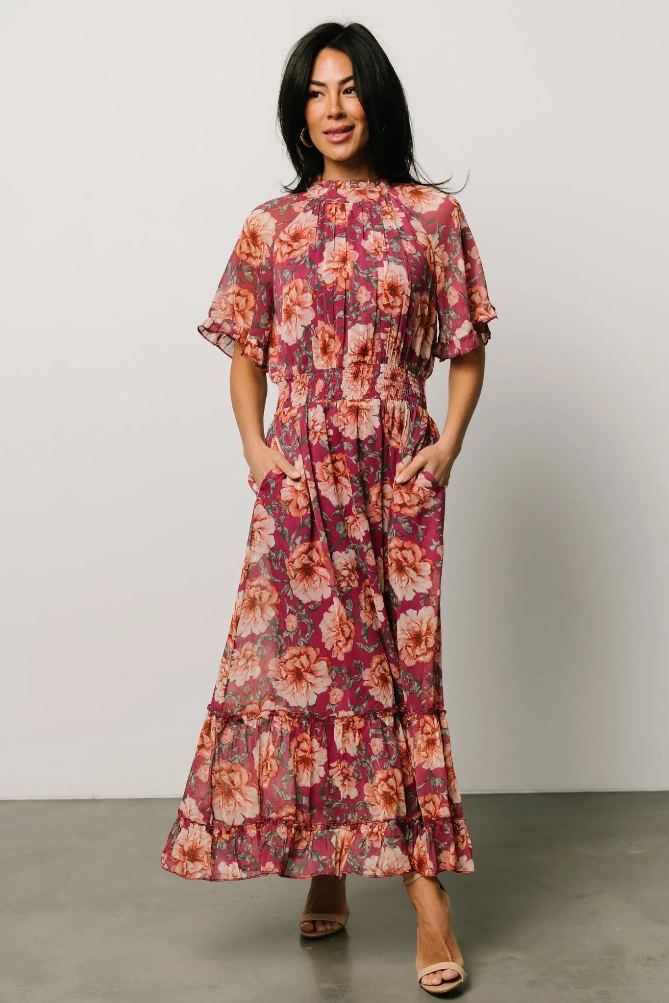 Ashton Maxi Dress | Deep Berry Floral sold by Baltic Born product image thumbnail 5