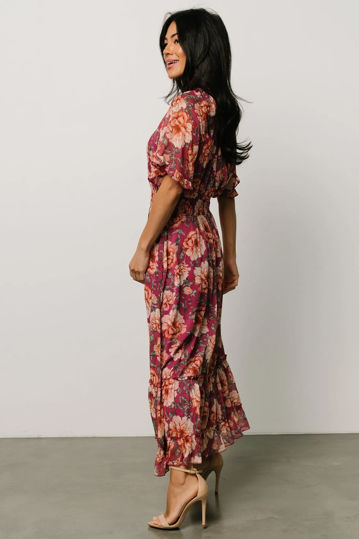 Ashton Maxi Dress | Deep Berry Floral sold by Baltic Born product image thumbnail 3