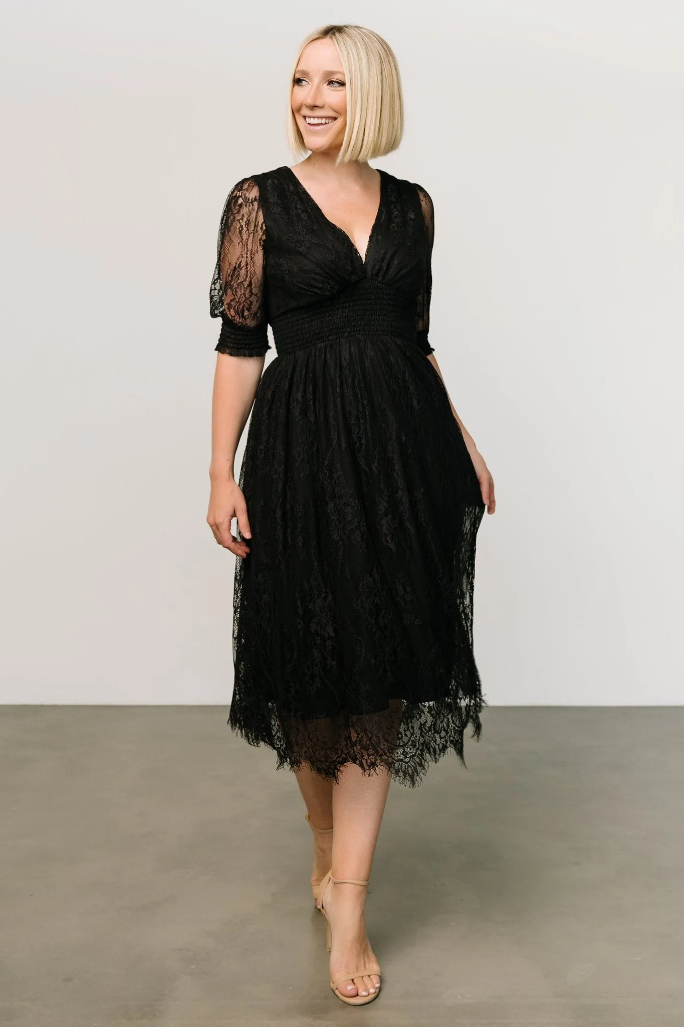 Elaina Lace Midi Dress | Black sold by Baltic Born
