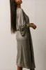 Ciara Ruched Midi Dress | Silver Metallic sold by Baltic Born