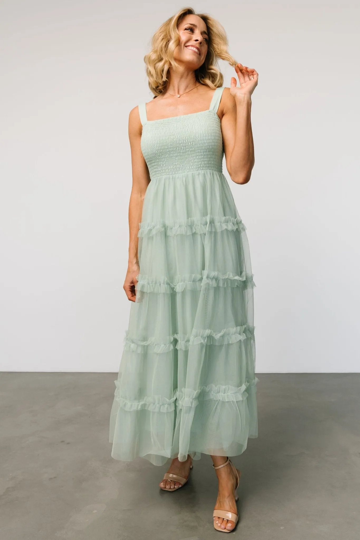Constance Tulle Maxi Dress | Light Sage sold by Baltic Born product image thumbnail 5