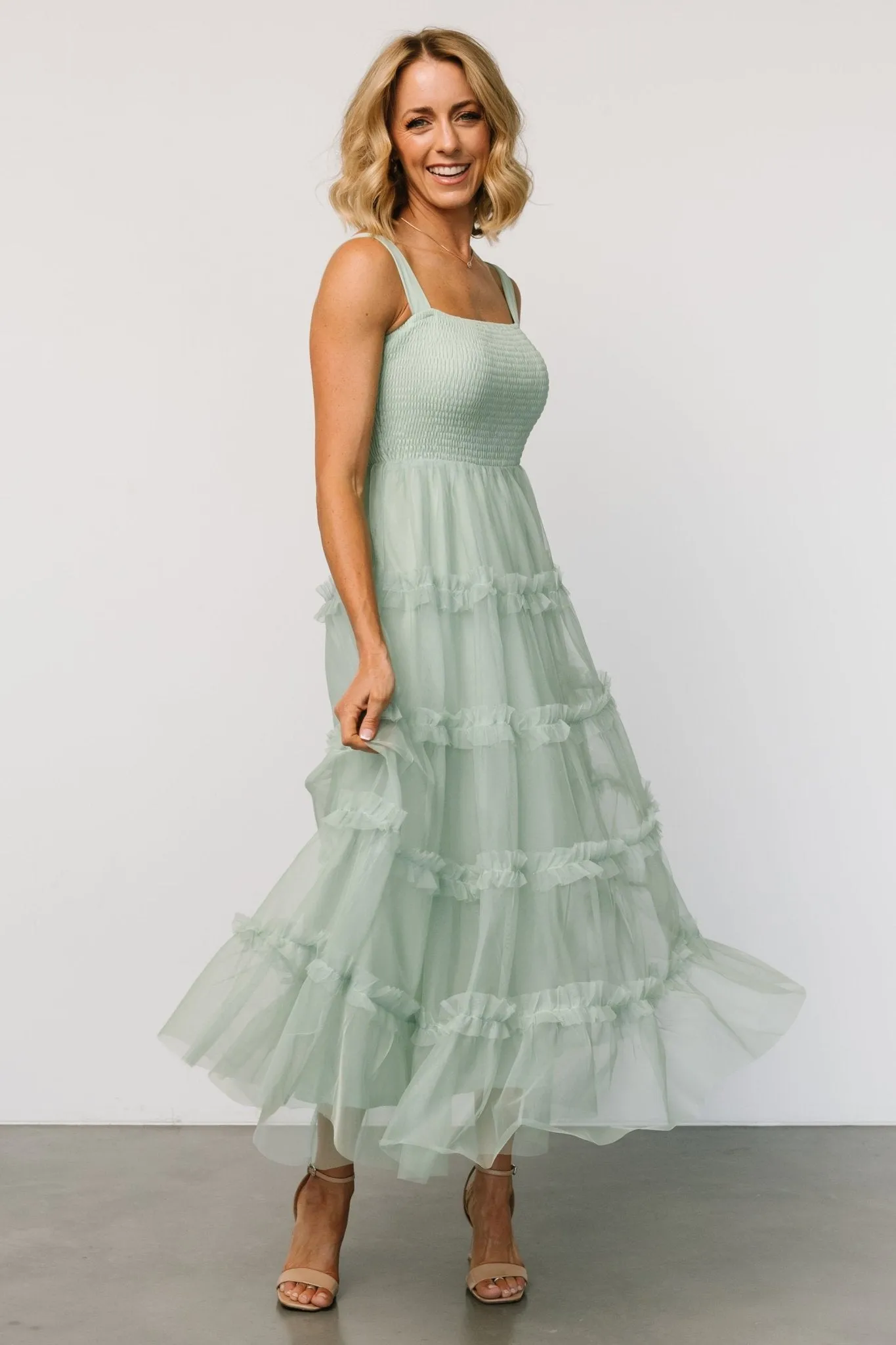 Constance Tulle Maxi Dress | Light Sage sold by Baltic Born product image thumbnail 3
