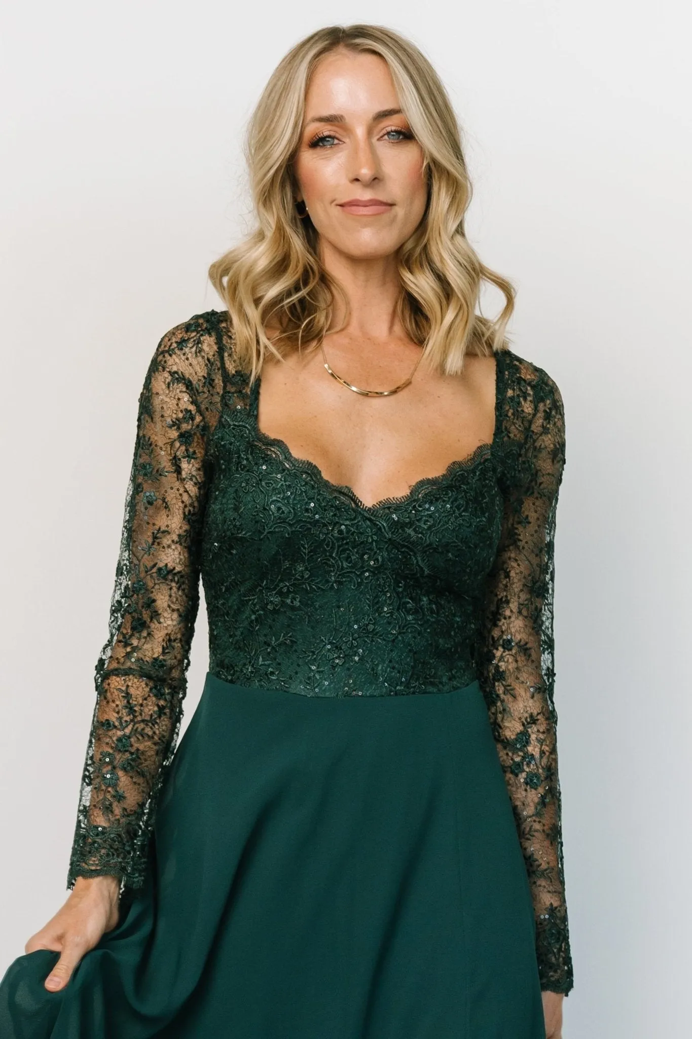 Adalaide Long Sleeve Maxi Dress | Dark Green sold by Baltic Born product image thumbnail 2