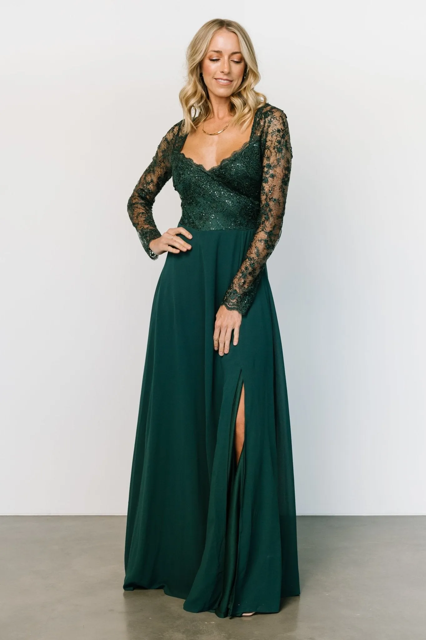 Adalaide Long Sleeve Maxi Dress | Dark Green sold by Baltic Born product image thumbnail 3
