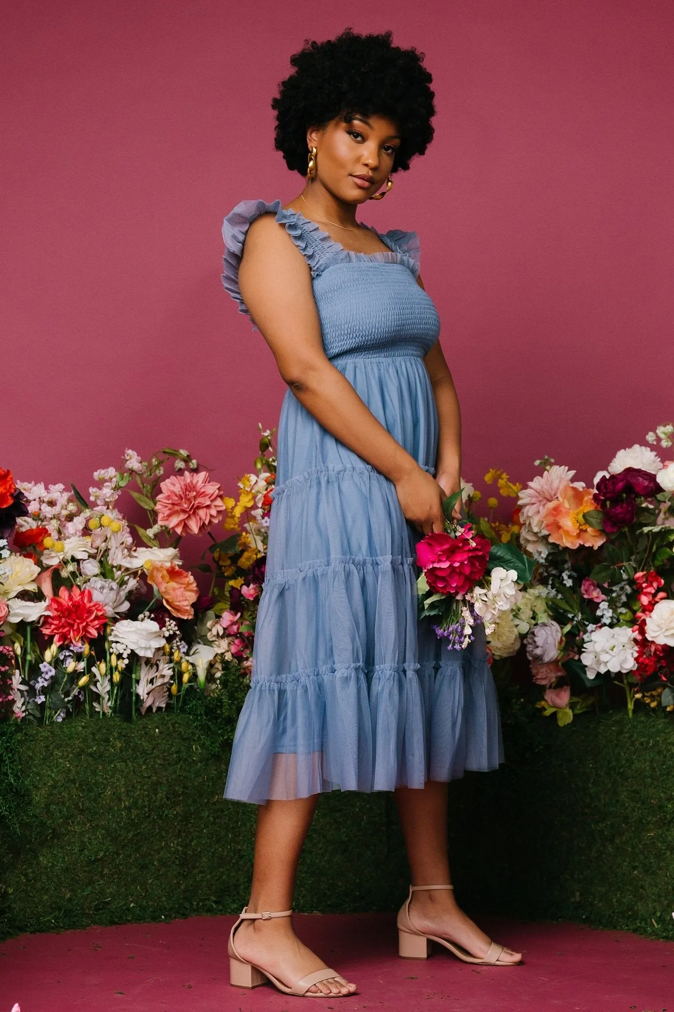 Emma Smocked Tulle Dress | Slate Blue sold by Baltic Born product image thumbnail 5