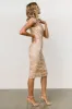 Jacqueline Embossed Midi Dress | Champagne sold by Baltic Born