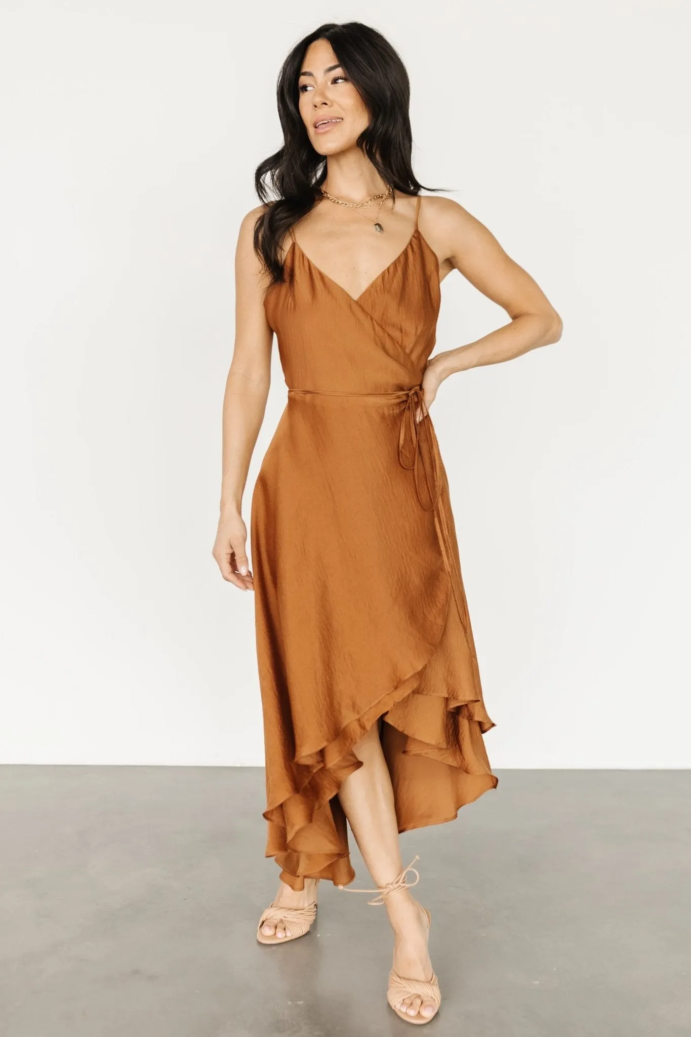 Steffi Tulip Wrap Dress | Bronze sold by Baltic Born